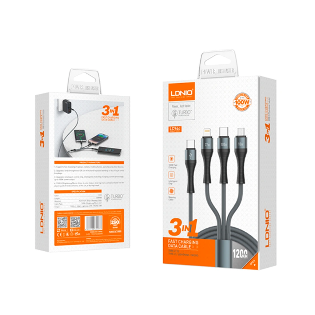 CABLE LDNIO LC17 1.2M 4EN1 TC-USB + TC-LED