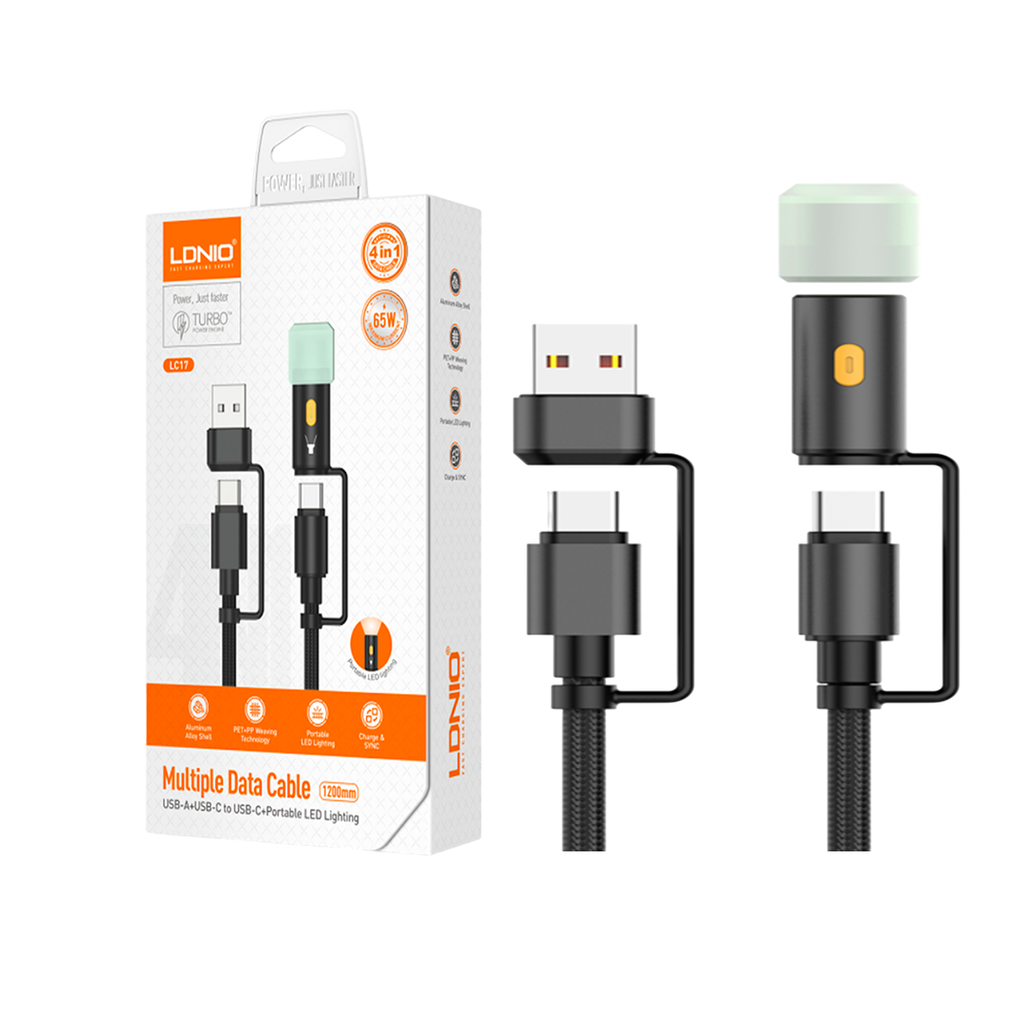 CABLE LDNIO LC17 1.2M 4EN1 TC-USB + TC-LED