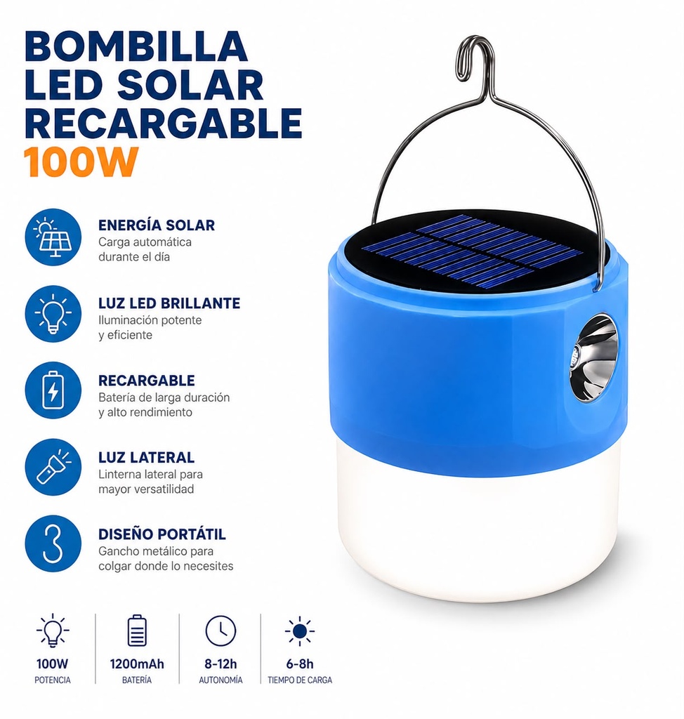 FOCO SOLAR RECARGABLE 100W