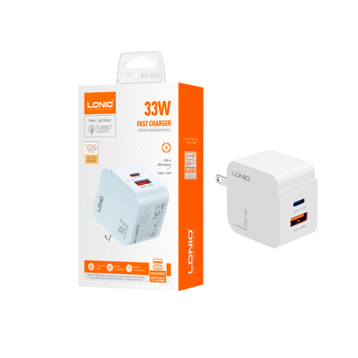 [45425] CARGADOR LDNIO Q2 33W 2P PD + USB + cab TC-TC WHITE